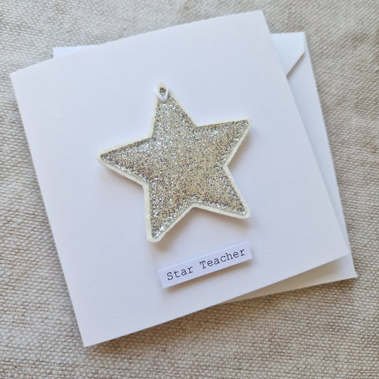 Star Teacher Sparkly Star Cards