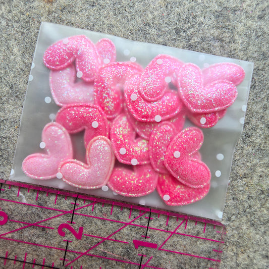pink sparkly heart embellishments