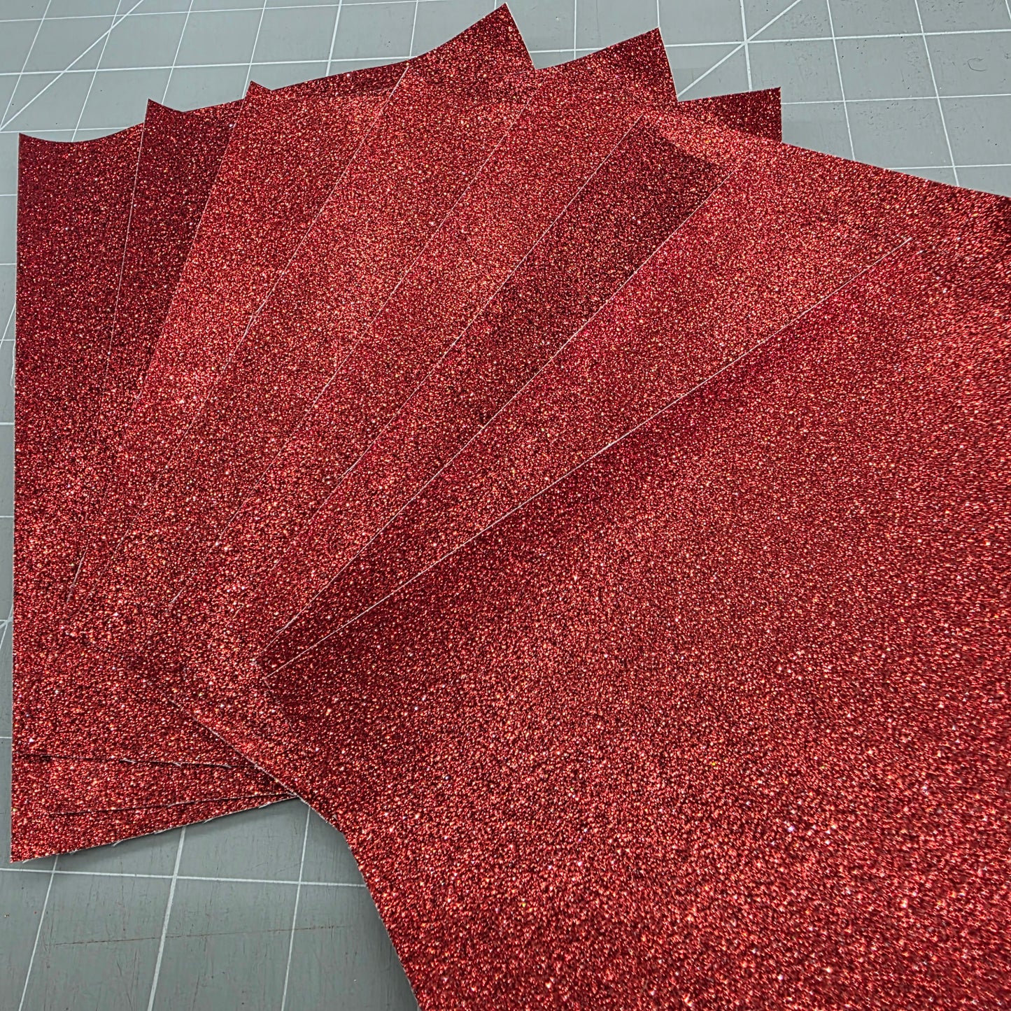 REMNANT Red glitter fabric remnants (4 x A5ish sheets)