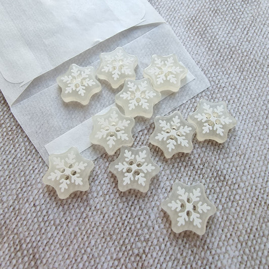 Snowflake Buttons, 16mm Glossy