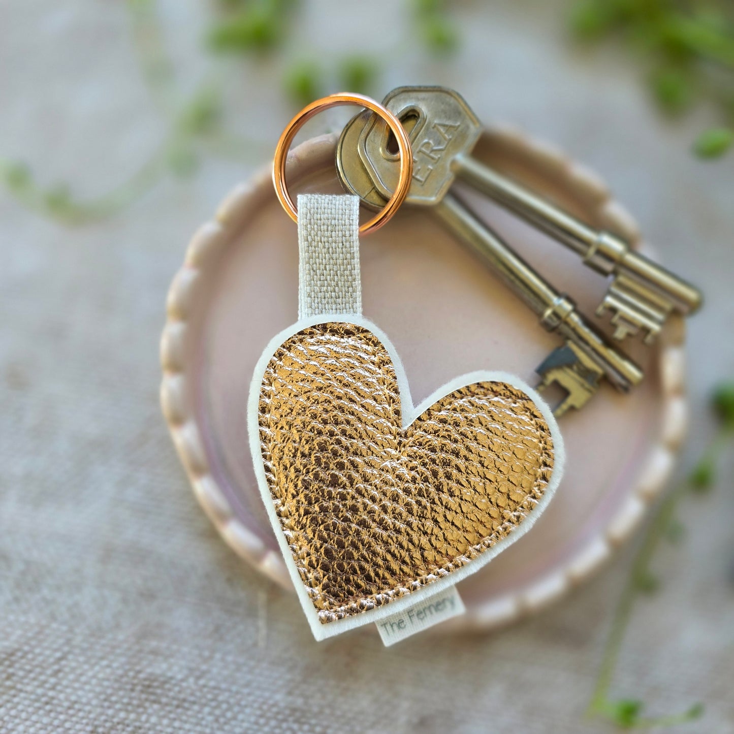 Pebbled Leatherette Heart Keyring - fourteen colours