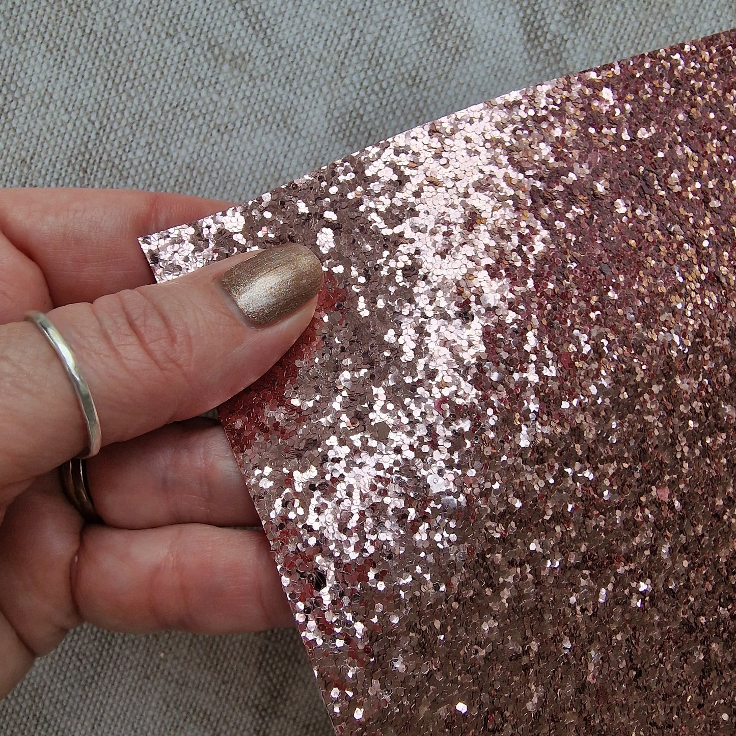 Glitter Fabric - Rose Gold, Chunky