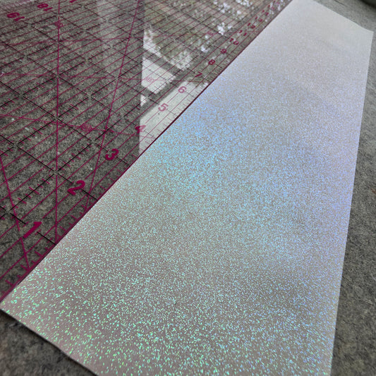 REMNANT White iridescent glitter fabric, large