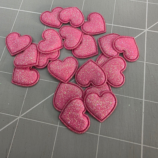 Pink glitter heart embellishments