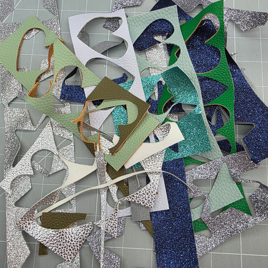 glitter / leatherette scrappy pack - blues and greens