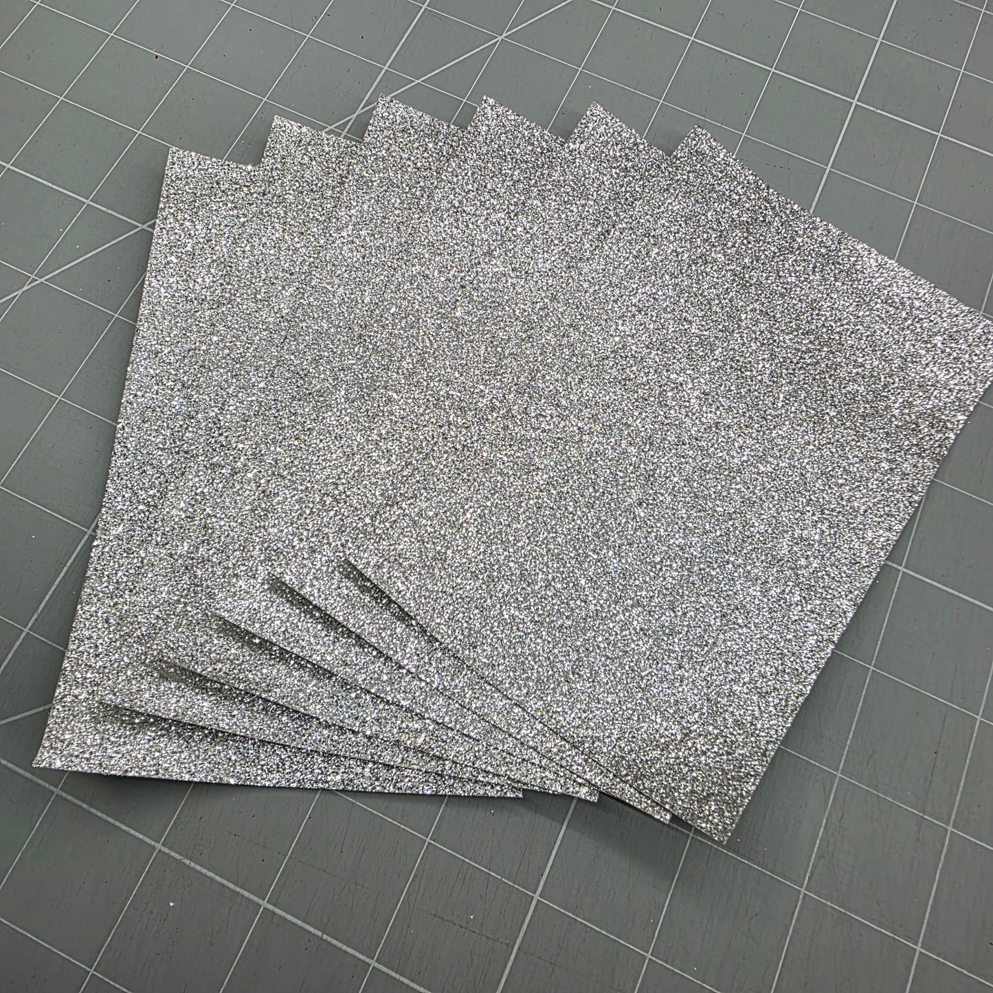 REMNANT Silver glitter fabric, 6x4"