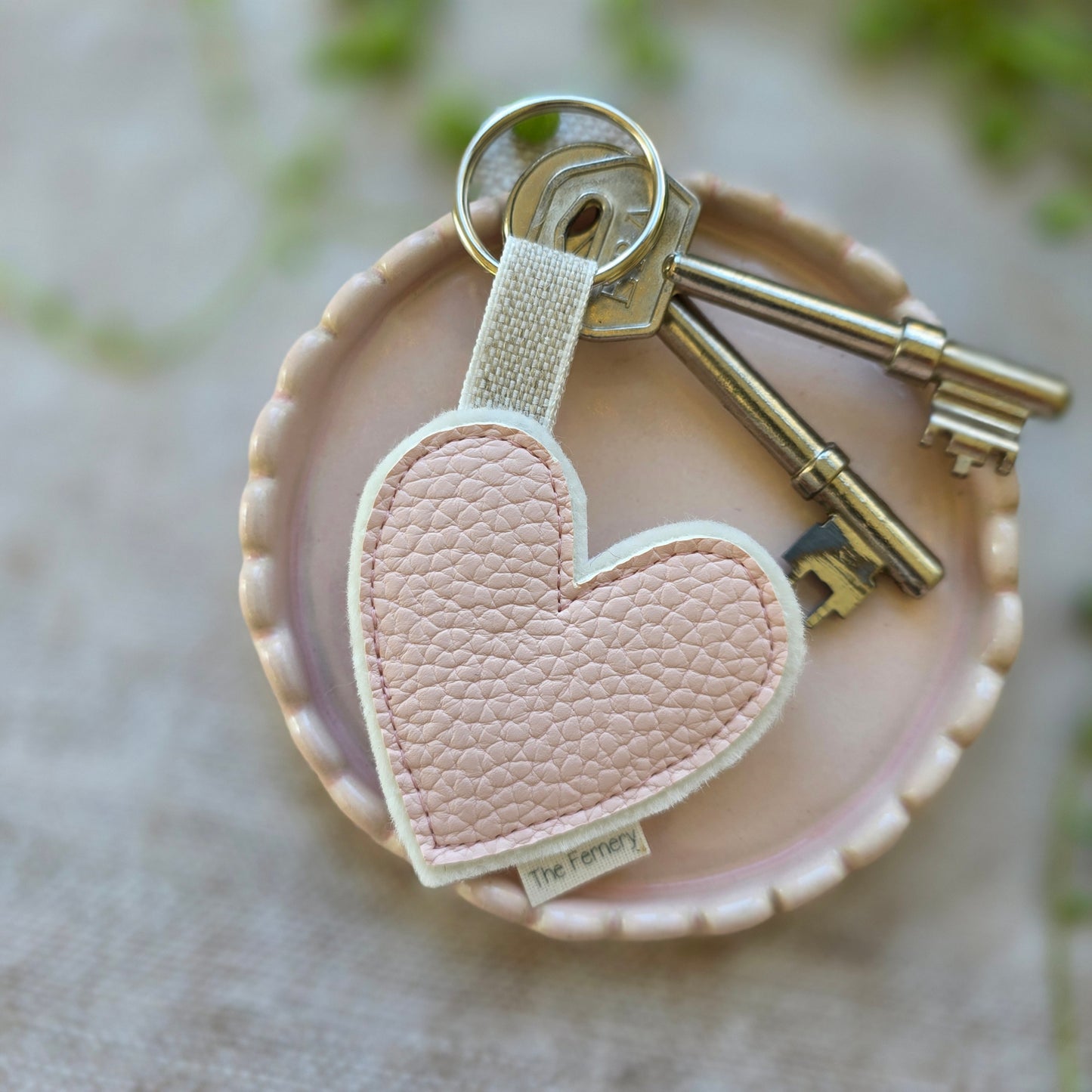 Pebbled Leatherette Heart Keyring - fourteen colours