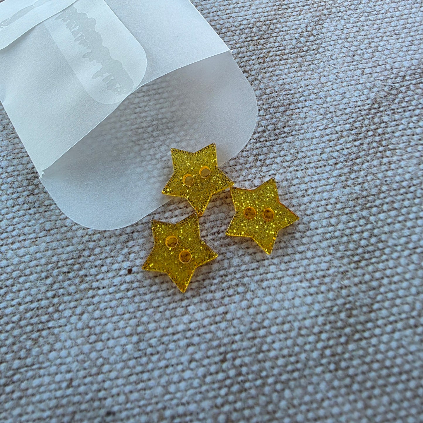 Gold Star Glitter Buttons
