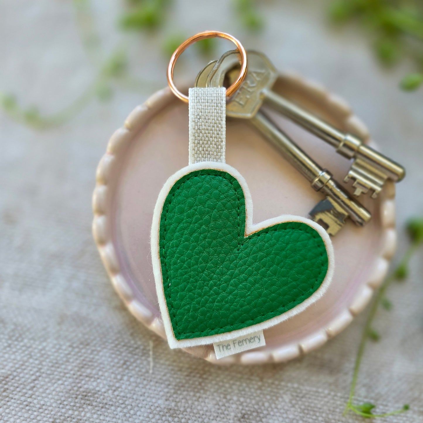 Pebbled Leatherette Heart Keyring - fourteen colours