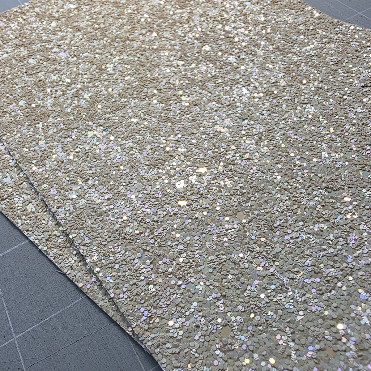 Cream Chunky Glitter Fabric DESTASH