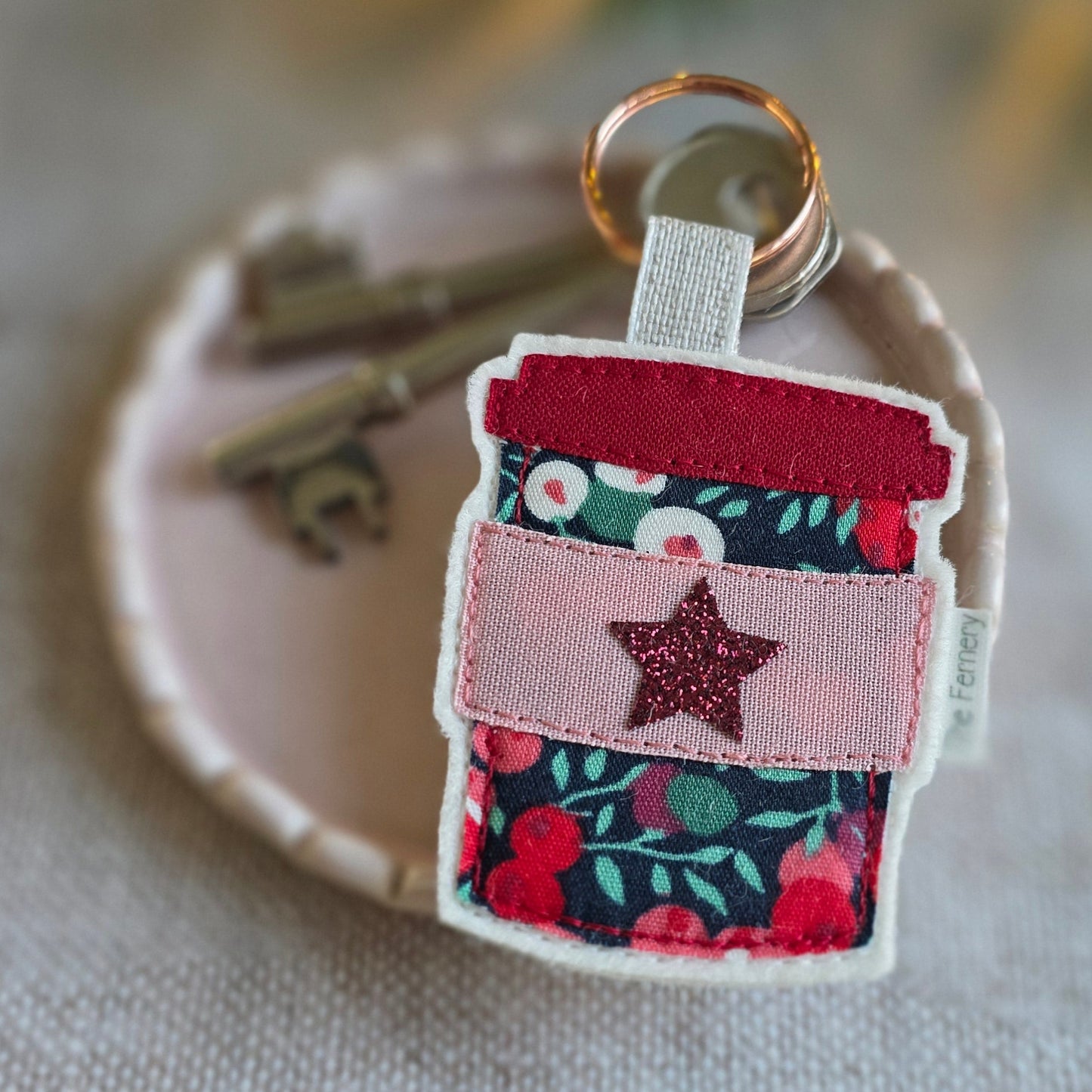 Liberty Print Coffee Cup Keyring