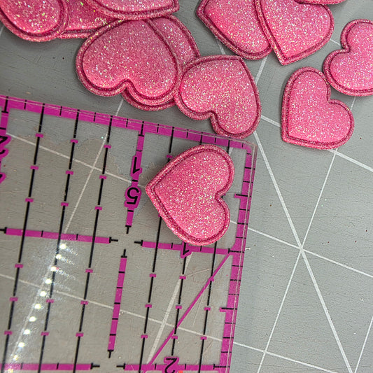 Pink glitter heart embellishments