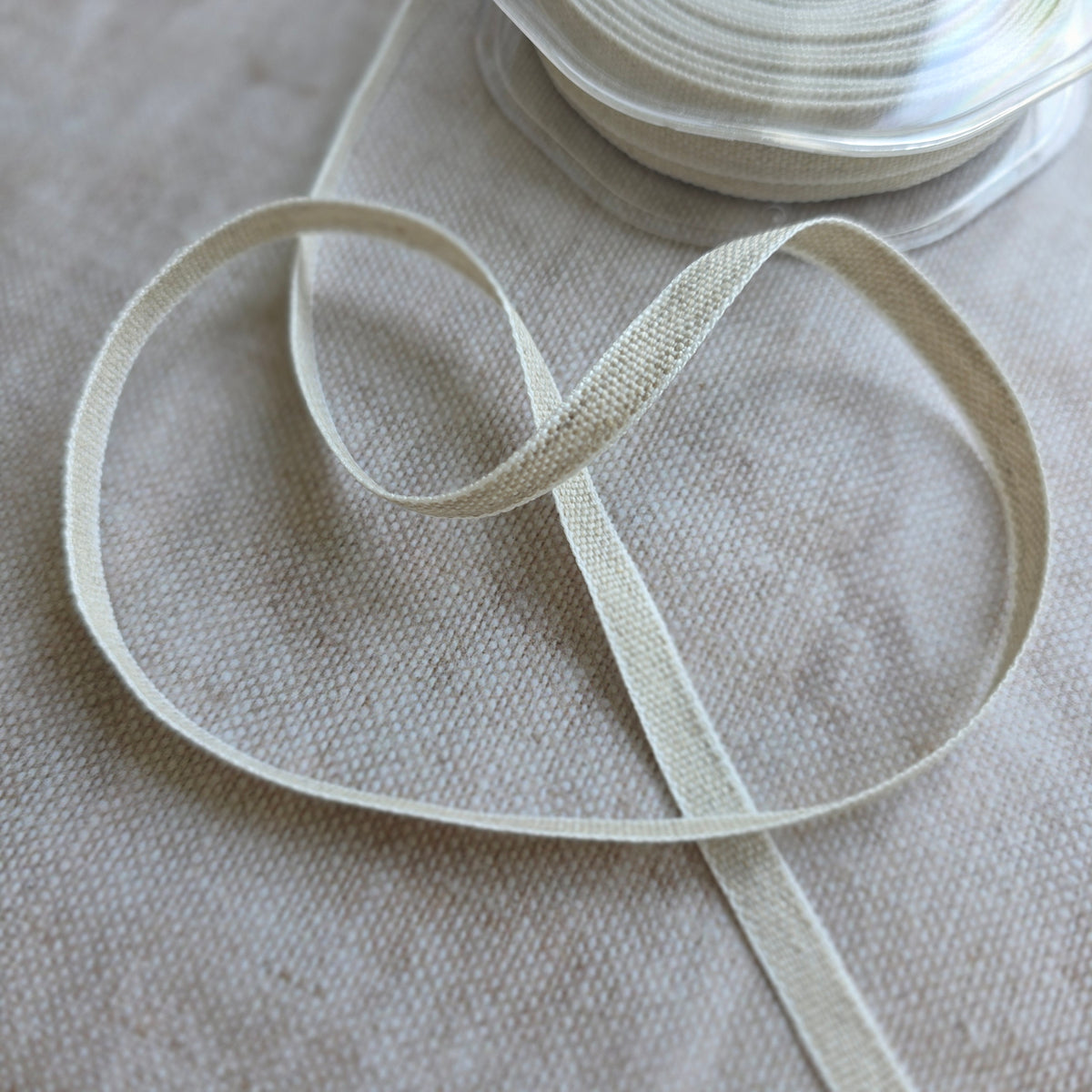 white edged French Linen Ribbon - 10mm