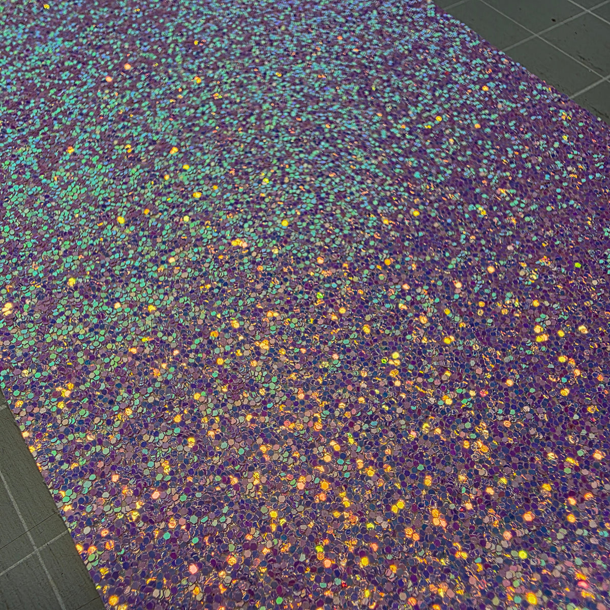 Lilac / Violet Iridescent Chunky Glitter Fabric DESTASH