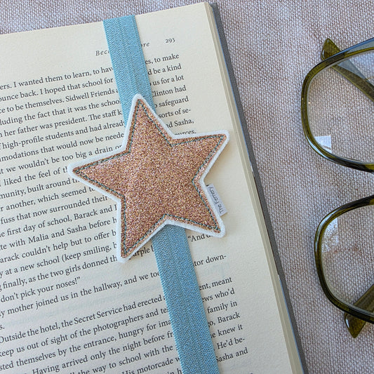 Sparkly Star Bookband SAMPLE rose gold / duck egg