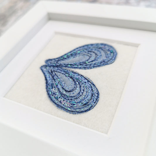 Decoration - Framed Stitched Mussel Heart (Commission)